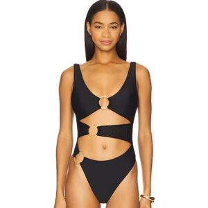 Revolve Lovewave One-Piece Swimsuit with Gold Rings Sexy SZ Med Beach Pool